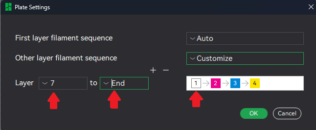 Filament-Reihenfolge